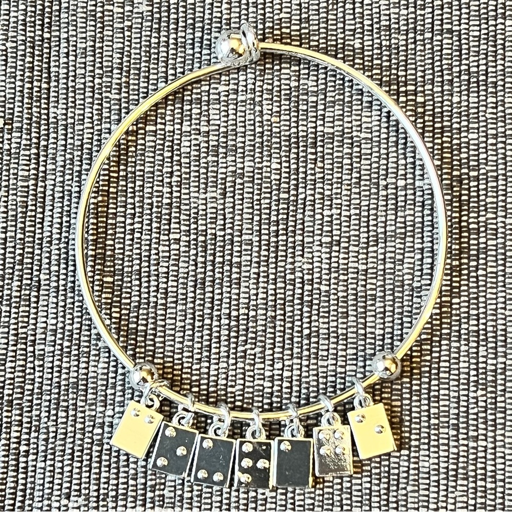 ASHLEY BRIDGET Braille Bangle Bracelet Silver Charm Bracelet